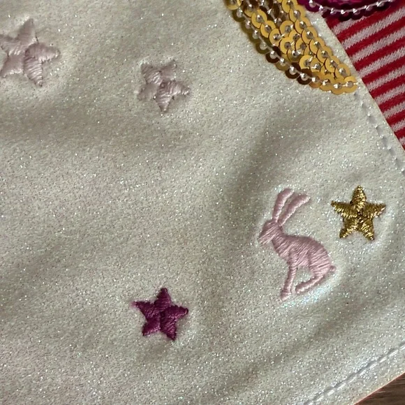 Joules Pink & Red Striped Sparkle Unicorn Shirt - size 5 - Picture 5 of 6